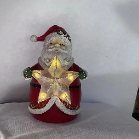 Santa Claus Holding Christmas Star LED Night Light Battery Operated Timer New - Picture 6 of 9